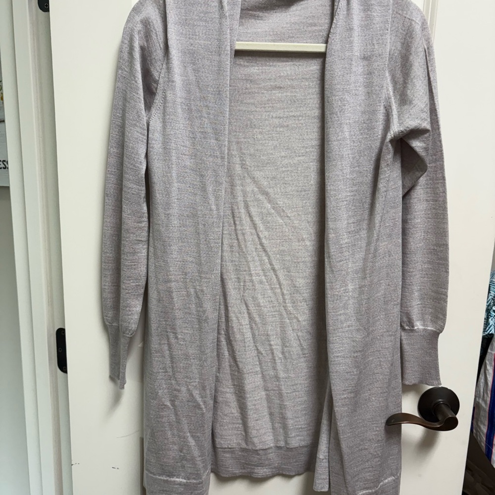 Light Heather Gray Open Front Cardigan Sweater